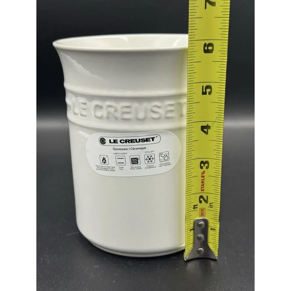 NWT Le Creuset Utensil Crock 1L White Stoneware Kitchen Tool Holder